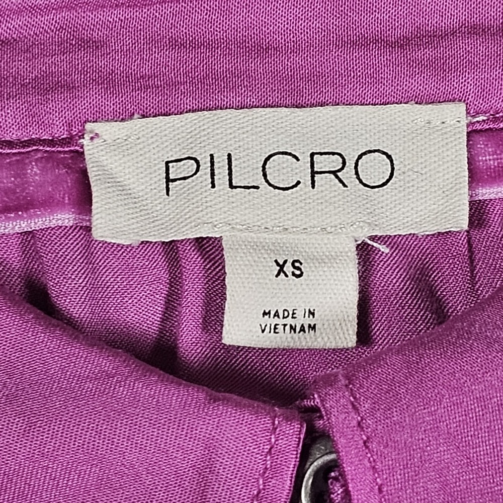 Pilcro Anthropologie Women's Satin Button Down Long Sleeve Pink Shirt Sx XS - Picture 3 of 10